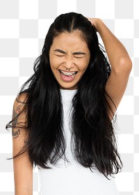 Cool excited woman transparent png