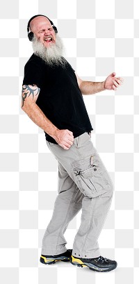 Tattooed man listening to music transparent png