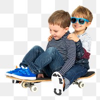 Happy kids on a skateboard transparent png