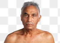 Bare chested mixed senior Indian man mockup 