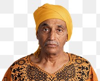Mixed Indian senior man wearing a yellow turban mockup