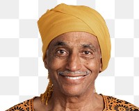 Indian senior man png transparent, wearing turban