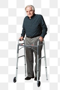 Senior man using a zimmer frame mockup 