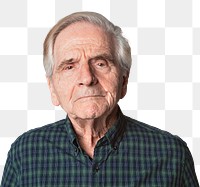 Displeased senior man in a studio shoot mockup 