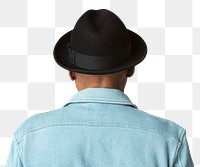 Rear view on a senior man wearing a black hat mockup 