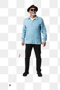 Blind senior man with a cane mockup 