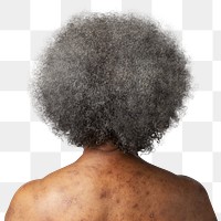 Back view of a senior African American woman overlay