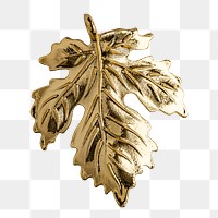 A gold leaf Christmas ornament on transparent