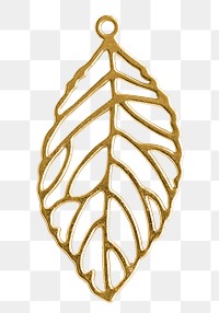 A gold leaf Christmas ornament on transparent