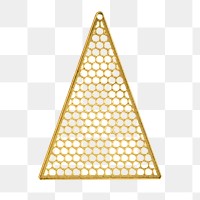A gold wire Christmas tree ornament on transparent