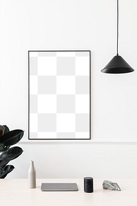 Picture frame mockup hanging on a white wall