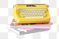 Vintage yellow typewriter on a stack of books 
