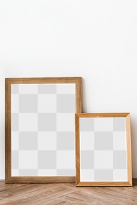 Wooden frame on a parquet floor design element