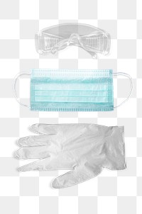 Coronavirus prevention mask and gloves transparent png 
