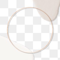 Round gold frame with white and nude paint splash border on transparent background 