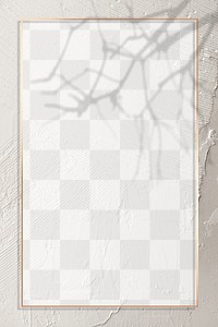 Rectangular gold frame with white border with branch and leaves shadow summer concept