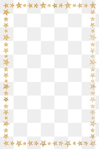 Gold sparkling star rectangular border frame on transparent blank ground