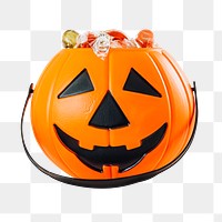Pumpkin basket filled with wrapped candies design element 