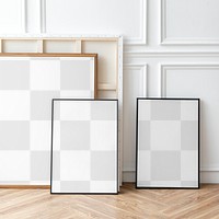 Minimal picture frame mockup png against a wall