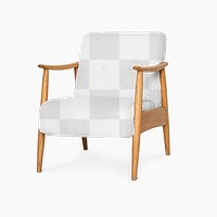 Natural wood chair png mockup in mid century modern style
