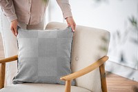 Velvet cushion pillow png mockup living concept