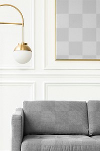 Frame and sofa png mockup in a luxury living room