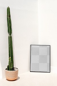 Picture frame mockup png leaning against the wall outside