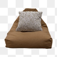 Bean bag furniture png mockup with floral cushion