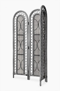 Rattan room divider png mockup vintage and bohemian style