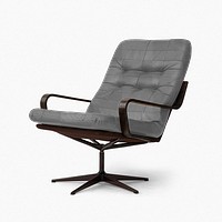 Vintage leather chair png mockup mid century modern