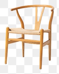 Wishbone chair png mockup in natural wood