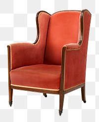 Antique armchair png mockup in velvet fabric