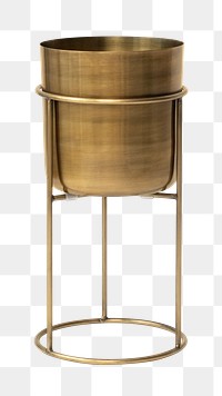 Gold plant pot png mockup with stand