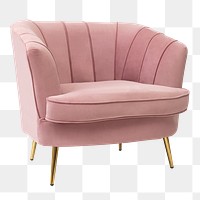 Pink velvet chair png mockup modern chic design