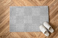 Doormat transparent png mockup with white slippers