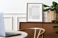 Picture frame mockup png in a retro dining room