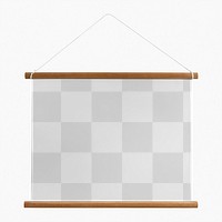 Hanging banner png mockup with wooden panels