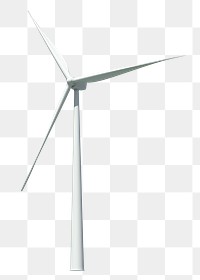 Wind turbine png 3D clipart, eco-friendly power generator on transparent background