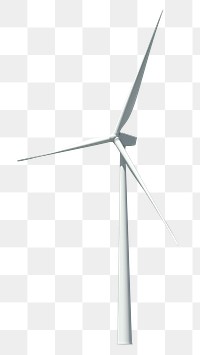 3D wind turbine png sticker, clean energy source on transparent background