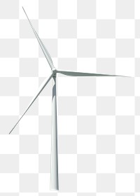 3D wind turbine png sticker, clean energy source on transparent background