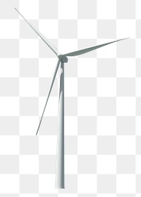 3D wind turbine png sticker, clean energy source on transparent background