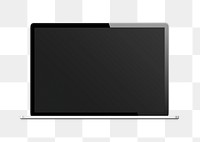 Notebook with black screen mockup transparent png