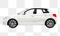 Side view of a white hatchback in 3D