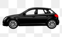 Side view of a black hatchback in 3D