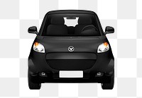Front view of a black microcar in 3D