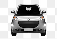 Front view of a silver microcar in 3D