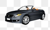 Side view of a gray convertible in 3D