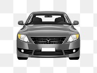 Front view of a silver sedan in 3D
