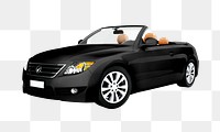 Side view of a black convertible in 3D