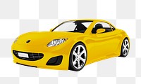 Side view of a yellow sports car in 3D